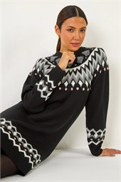 Geometric Print Knitted Shift Dress