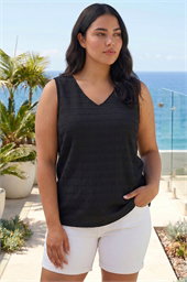 Curve Stripe Textured Vest Top