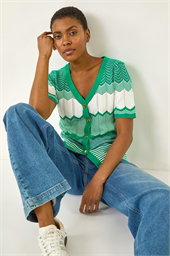 Wave Stitch Button Knit Jumper