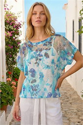 Floral Mesh Overlay Top