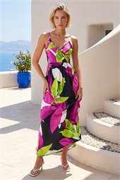 Leaf Print Wrap Front Dress
