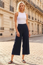 Petite Cropped Wide Leg Stretch Trouser