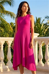 Dusk Asymmetric Stretch Midi Dress