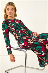 Dusk Floral Print Stretch Midi Dress