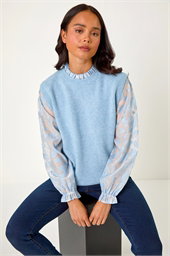 Petite Floral Print 2 in 1 Knit Jumper