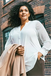Curve V-Neck Button Up Blouse