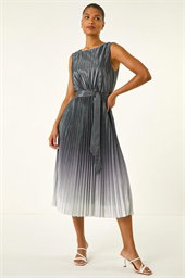 Pleated Ombre Midi Dress