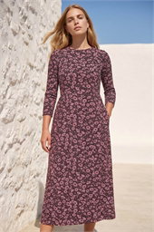 Floral Print Ruched Midi Dress