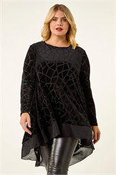 Curve Velvet Chiffon Hem Top