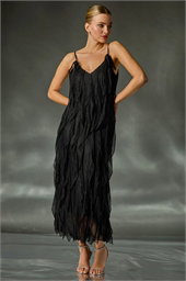 Dusk Frill Stretch Maxi Dress