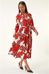 Petite Floral Midi Shirt Dress