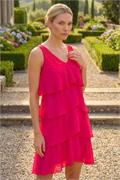 Embellished Tiered Chiffon Dress