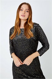 Shimmer Leopard Print Velvet Dress