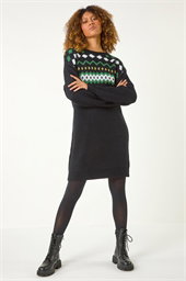 Nordic Print Knitted Jumper Dress