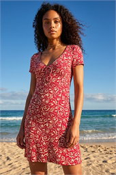 Dusk Abstract Print Stretch Dress