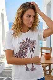 Palm Print Cotton T-Shirt