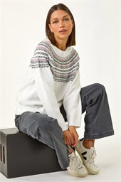 Pearl Embellished Printed Jumper