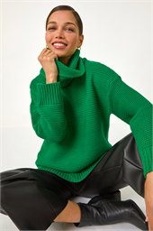 Textured Cowl Neck Jumper