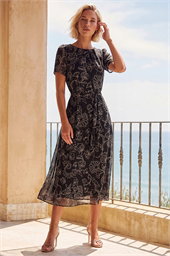 Floral Print Pleated Midi Dress