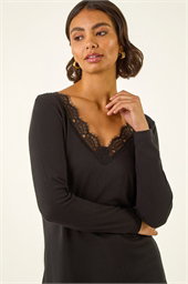 Lace V-Neck Stretch Top
