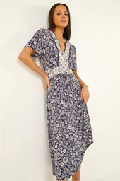 Petite Contrast Floral Stretch Dress