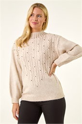 Petite Embellished Cable Knit Jumper