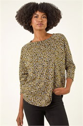 Spot Print Snit Jersey Top