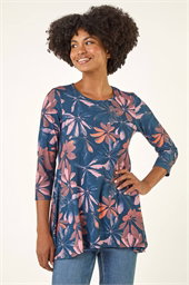 Floral Hanky Hem Stretch Top