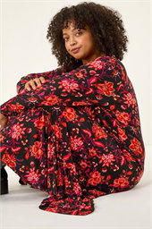 Curve Floral Print Stretch Dress