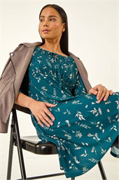 Petite Floral Tie Front Stretch Dress