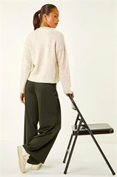 Petite Wide Leg Ponte Stretch Trouser