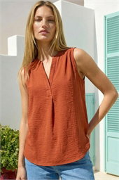 V-Neck Front Pleat Vest Top
