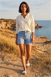Dusk Openwork Collared Knit Jumper