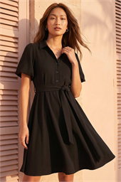 Belted Puff Sleeve Dress