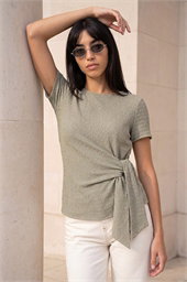 Petite Textured Side Tie Stretch Top