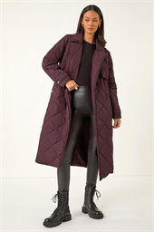 Dusk Chevron Wrap Quilted Puffer Coat