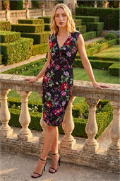 Floral Knot Stretch Lace Dress