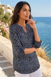 Printed Notch Neck Shirt