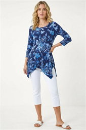 Floral Print Asymmetric Tunic Top
