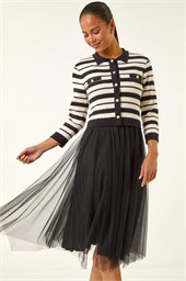 Petite Stripe Knit Midi Dress