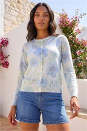 Floral Print Knit Cardigan