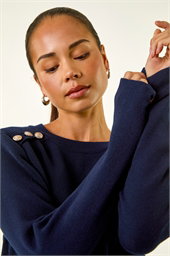 Petite Button Shoulder Knit Jumper