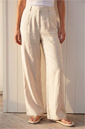 Linen Blend Wide Leg Trousers