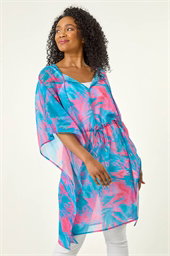 Petite Abstract Tie Waist Cover Up