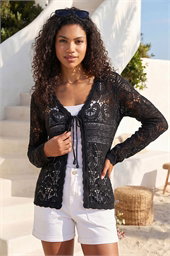 Petite Cotton Crochet Knit Cardigan