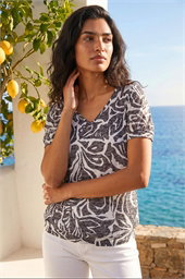 Floral Burnout Print Blouson Top