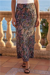 Floral Print Stretch Panel Skirt