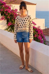 Dusk Crochet Tassel Hem Knit Jumper