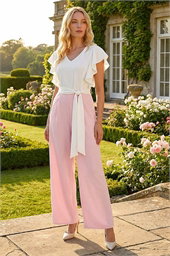 Colour Block V-Neck Stretch Jumpsuit