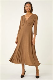 Textured Wrap Midi Dress